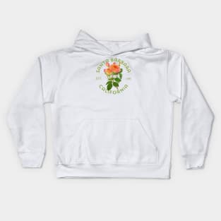 Santa Barbara California Vintage Rose Botanical Illustration Kids Hoodie